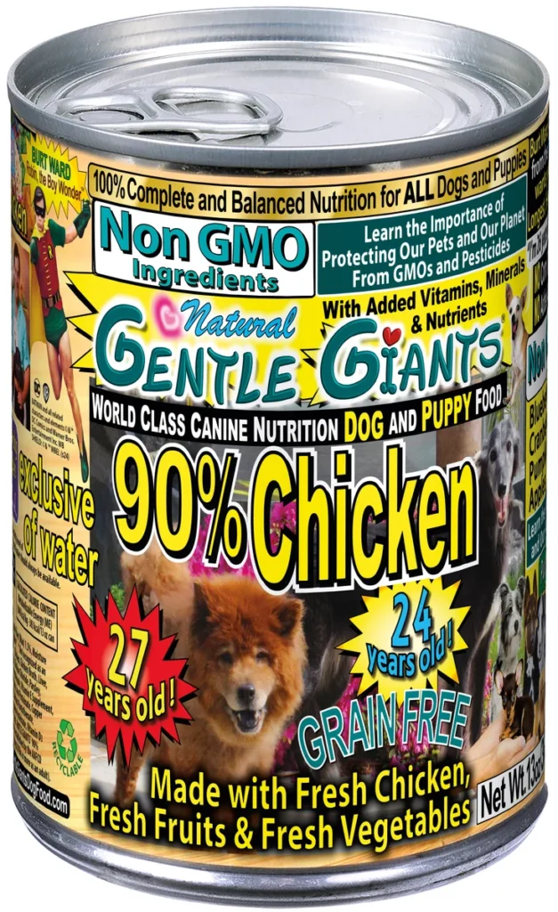 Gentle Giants Natural Non GMO Ingredients Grain Free Dog and Puppy Food Gentle Giants ‘Quality of Life’ 90% Chicken -Dog and Pup Wet Dog Food
