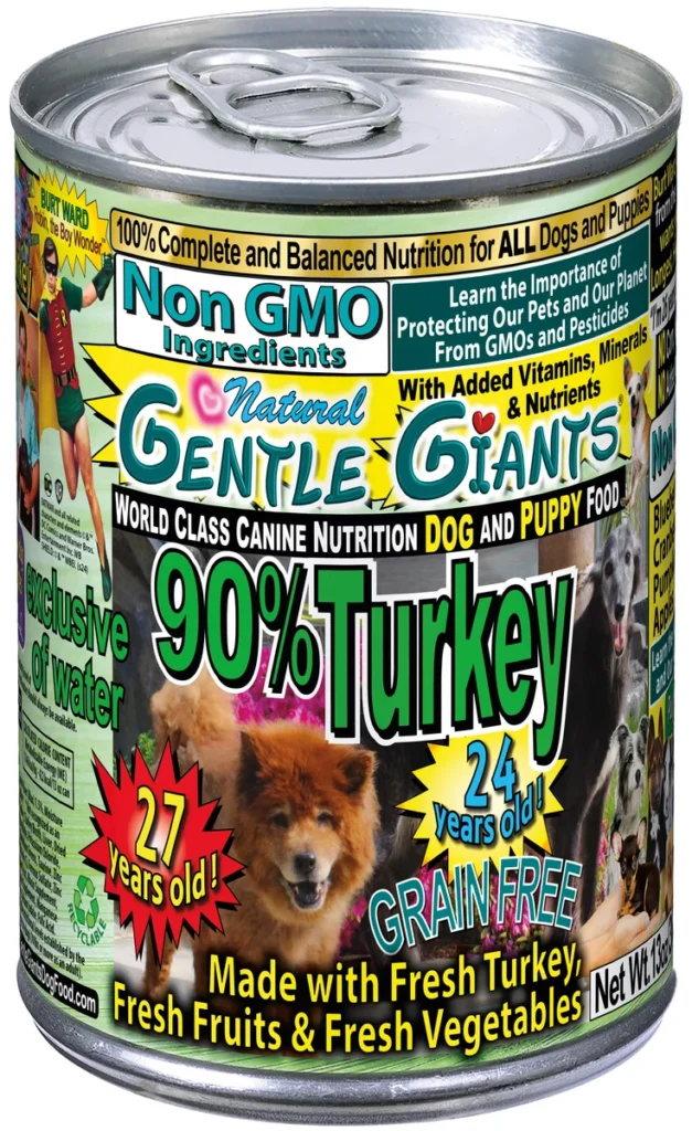 Gentle Giants Natural Non GMO Ingredients Grain Free Dog and Puppy Food Gentle Giants ‘Quality of Life’ 90% Turkey -Dog and Pupp Wet Dog Food