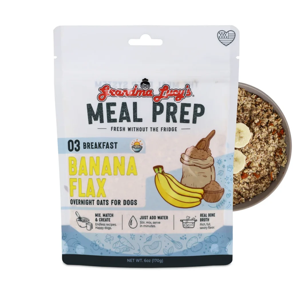 Grandma Lucy’s Meal Prep Banana Flax Overnight Oats Dog Food Topper