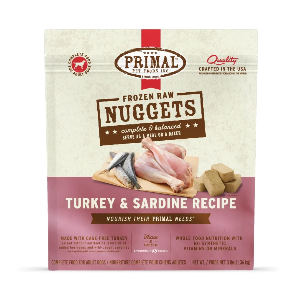 Primal Raw Nuggets - Turkey & Sardine Recipe Frozen Dog Food