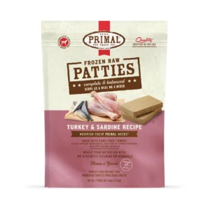 Primal Raw Patties - Turkey & Sardine Recipe Frozen Dog Food