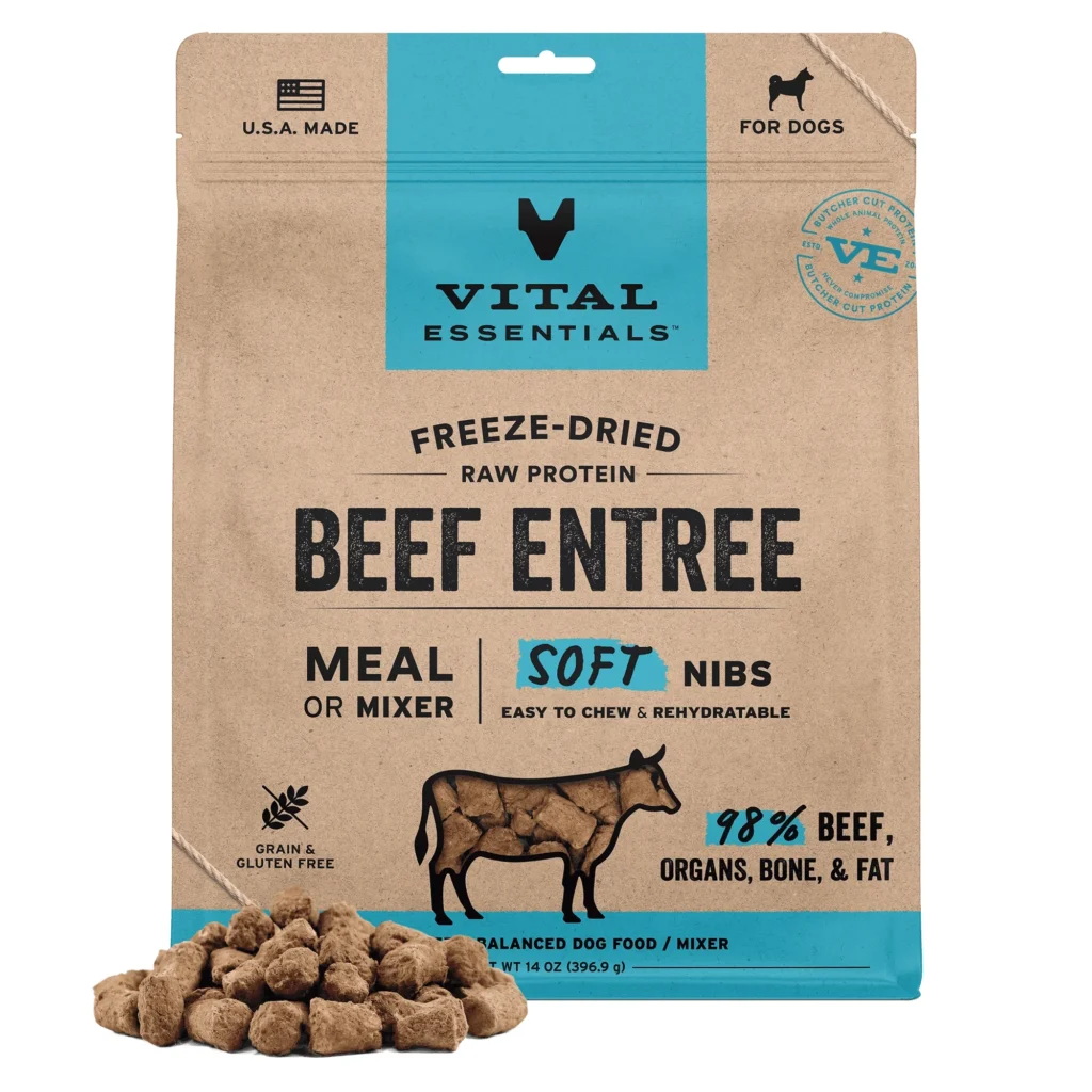 Vital Essentials Soft Nibs Beef Freeze-Dried Dog Food