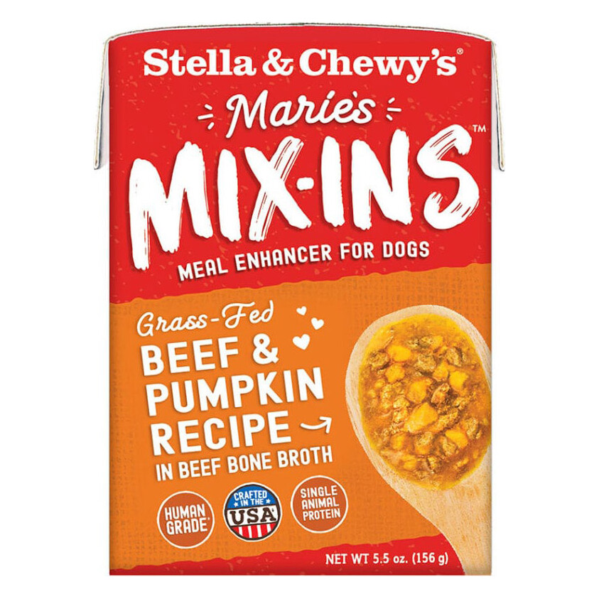 Stella & Chewy’s Marie’s Mix-Ins Grass-Fed Beef & Pumpkin Recipe in Beef Bone Broth Dog Food Mixer