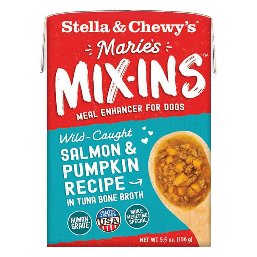 Stella & Chewy’s Marie’s Mix-Ins Wild-Caught Salmon & Pumpkin Recipe in Tuna Bone Broth Dog Food Mixer