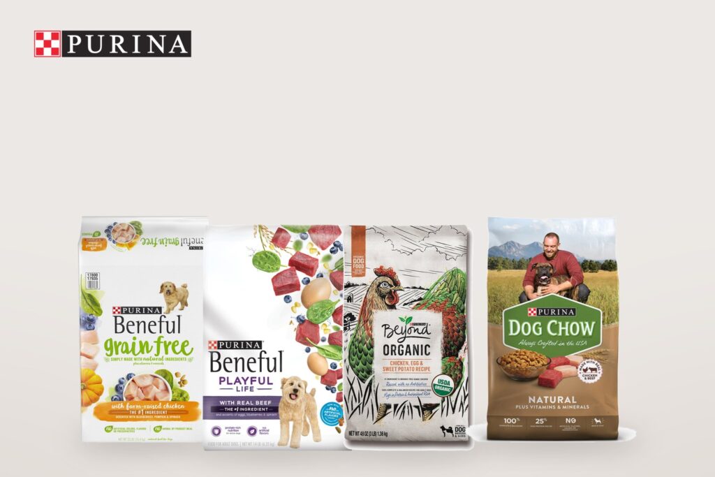 Purina dog food packagings